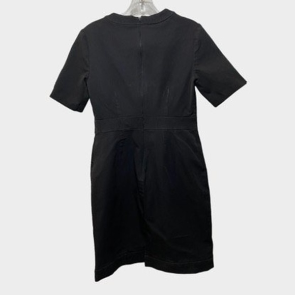 Banana Republic Black Pencil Dress Short Sleeve Stretch Petite Size 6 - Picture 2 of 6